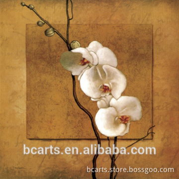 Hot sale beautiful fabric orchid flower painting on matte cotton canvas